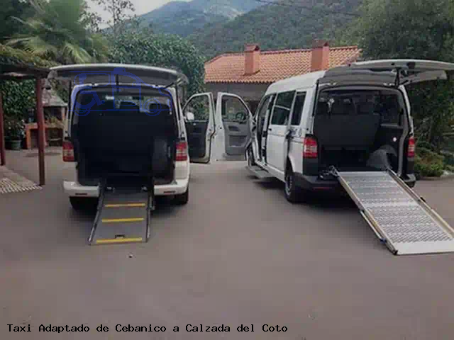 Taxi accesible de Calzada del Coto a Cebanico